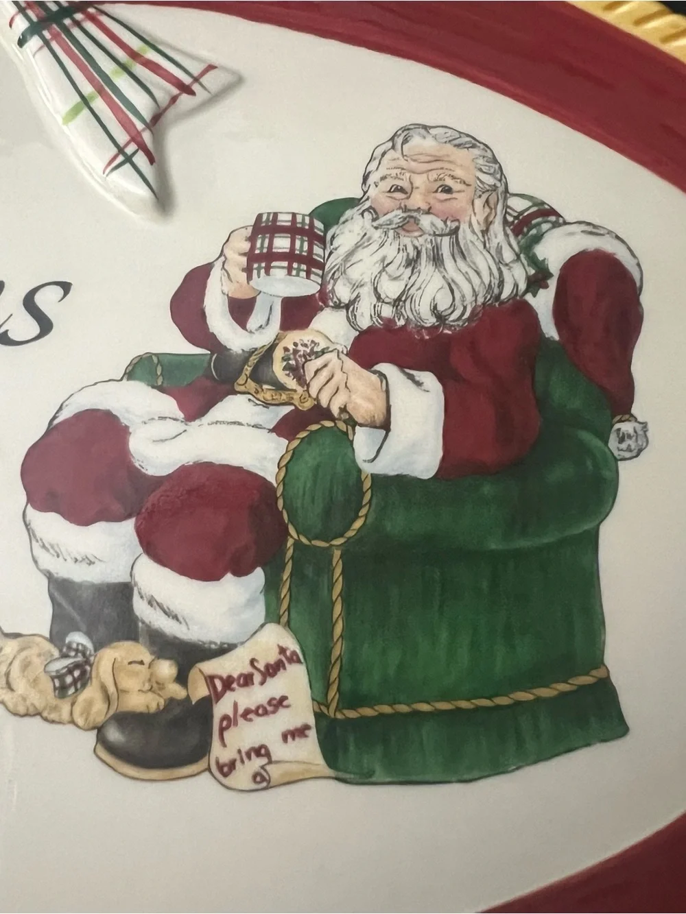 Fitz and Floyd Seasons Greetings Oval Platter - Red, Green, Gold NEW